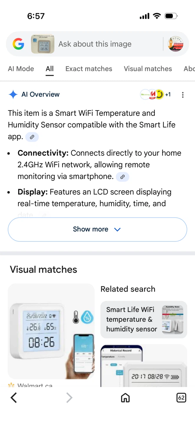 Smart Life WiFi Temperature & Humidity Sensor with Backlight - photo 5