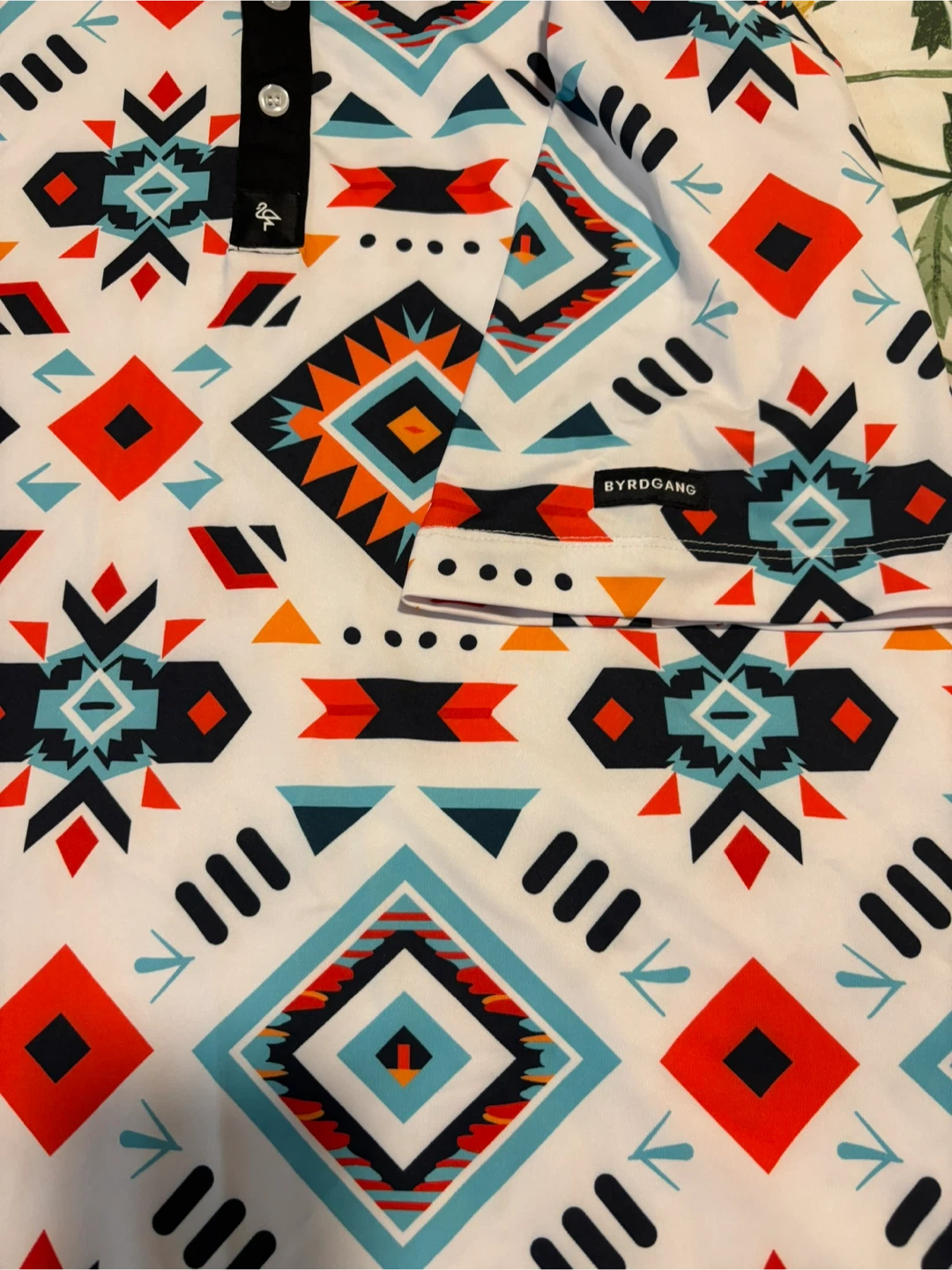 BYRDGANG Men's Size L Geometric Print Polo Shirt - photo 2