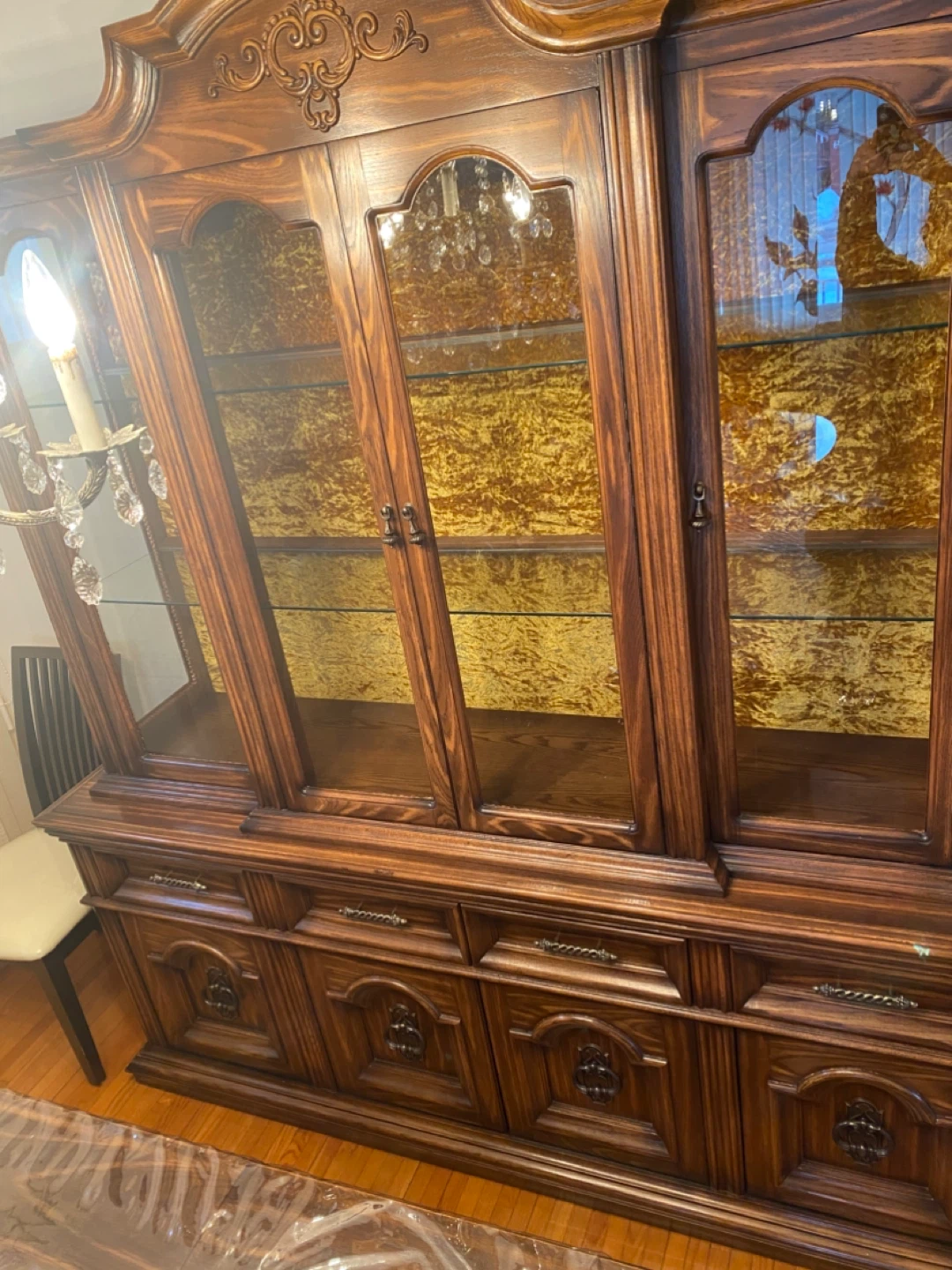 Vintage Wooden China Cabinet with Glass Doors - photo 3