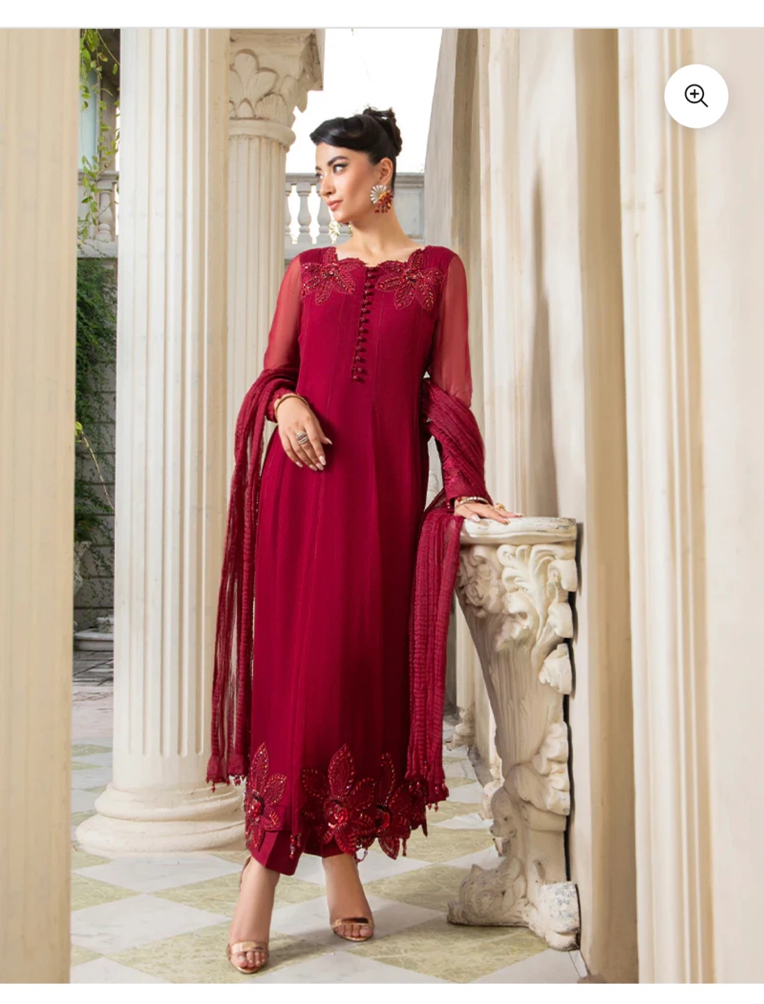 Women's Red Embroidered Kurti Set with Dupatta - photo 4
