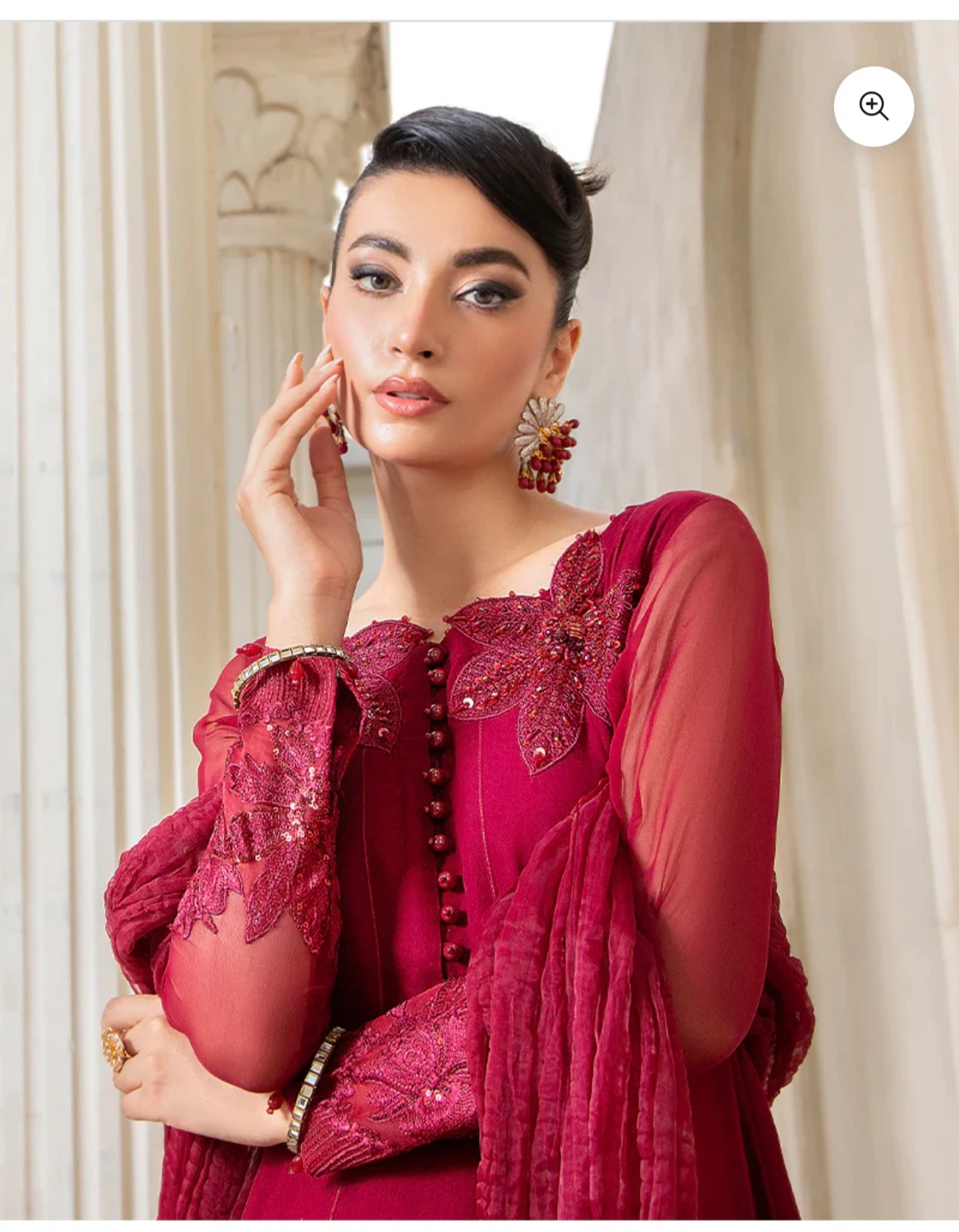Women's Red Embroidered Kurti Set with Dupatta - photo 2