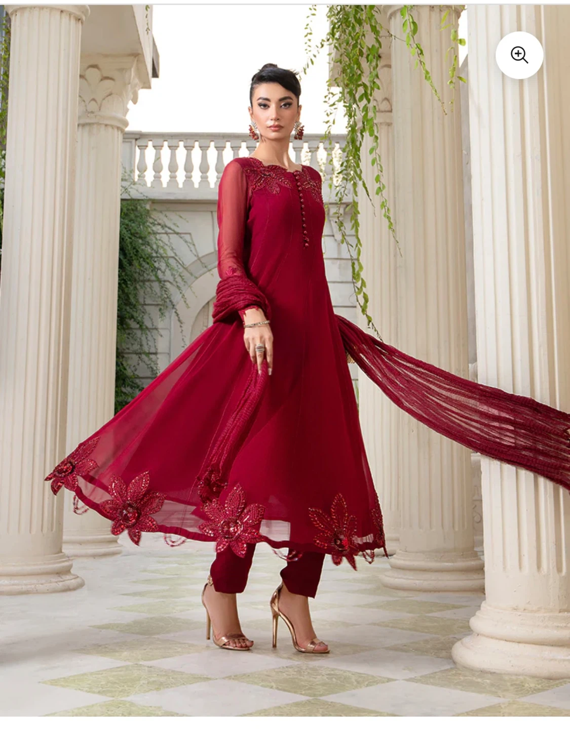 Women's Red Embroidered Kurti Set with Dupatta - photo 3