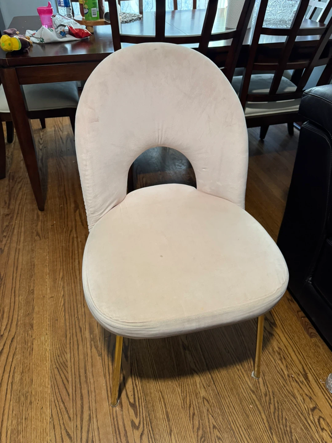 Pink Velvet Accent Chair with Gold Legs