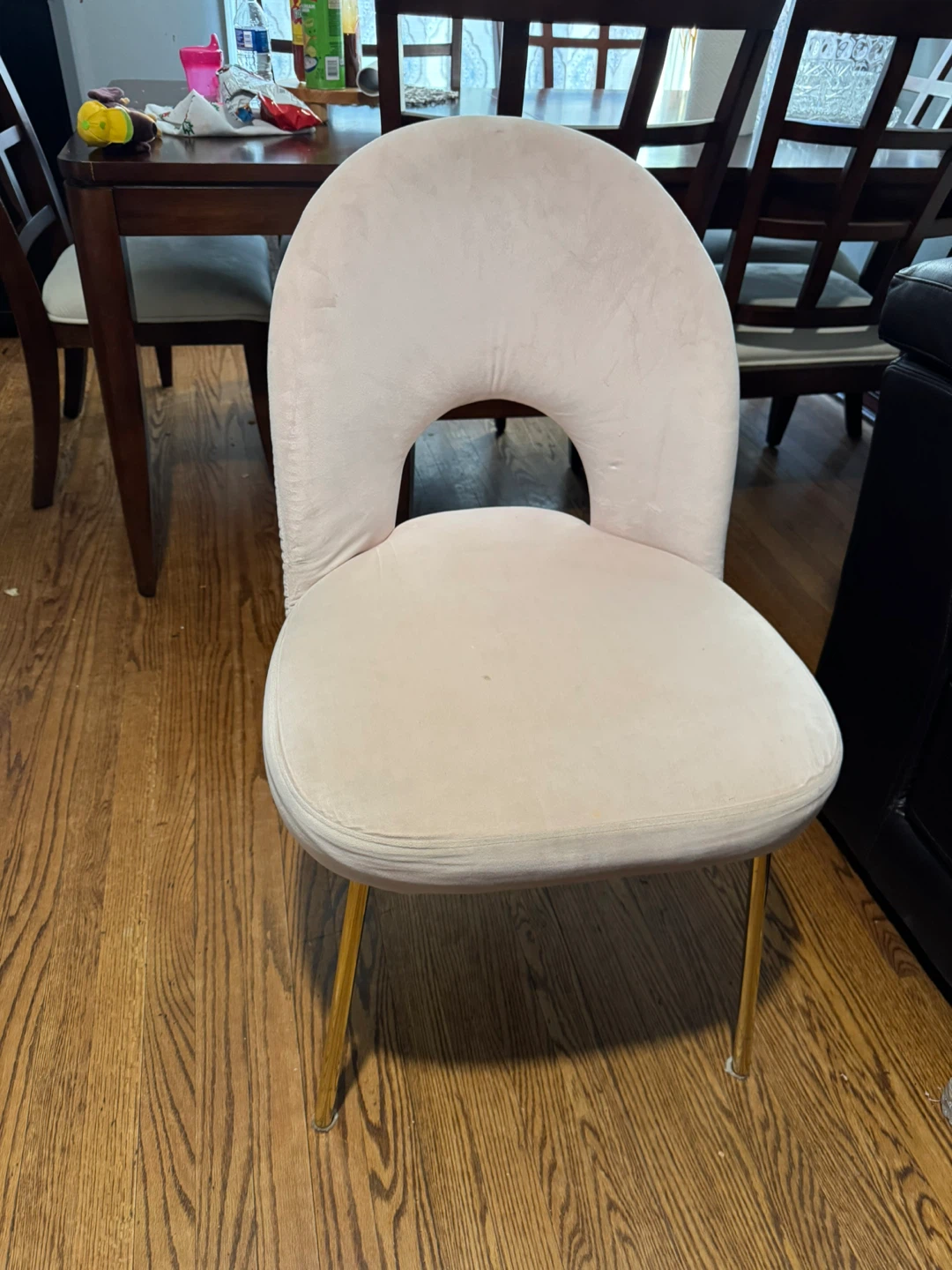 Pink Velvet Accent Chair with Gold Legs - photo 2