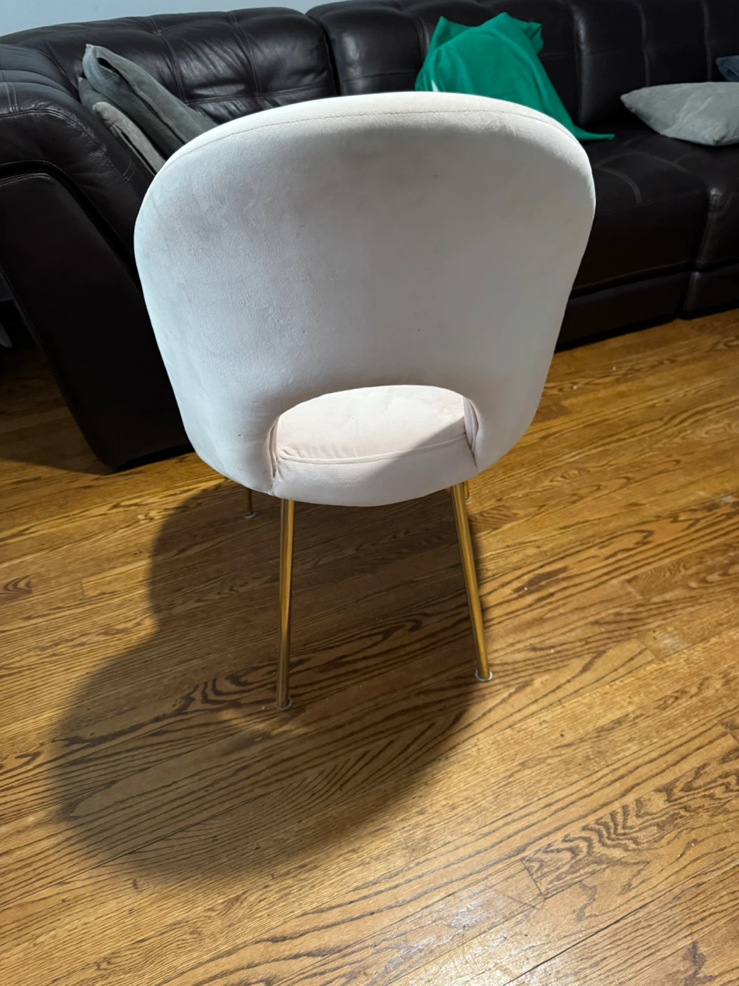 Pink Velvet Accent Chair with Gold Legs - photo 4