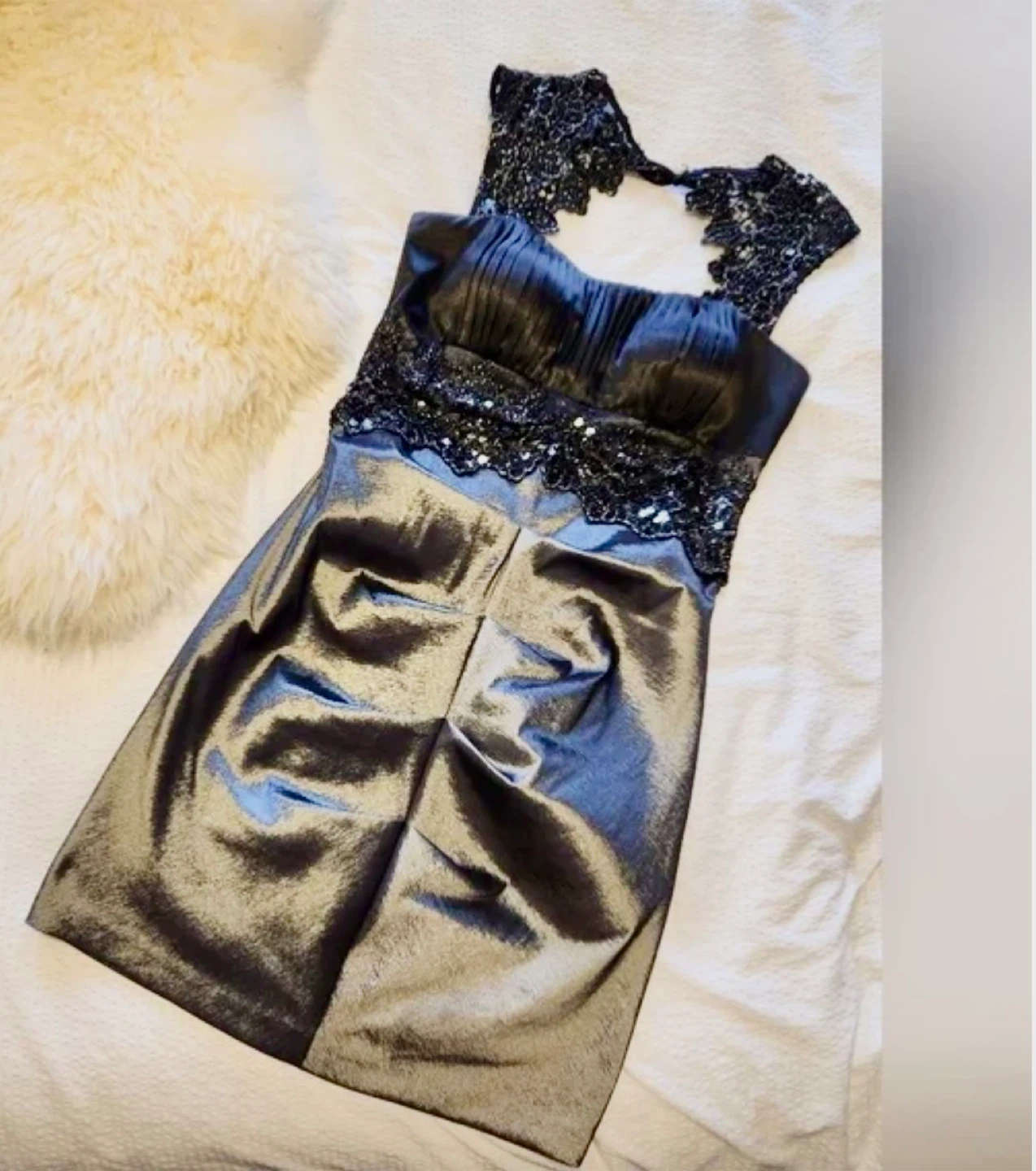 Laura Black Beaded Lace Cocktail Dress Size 10