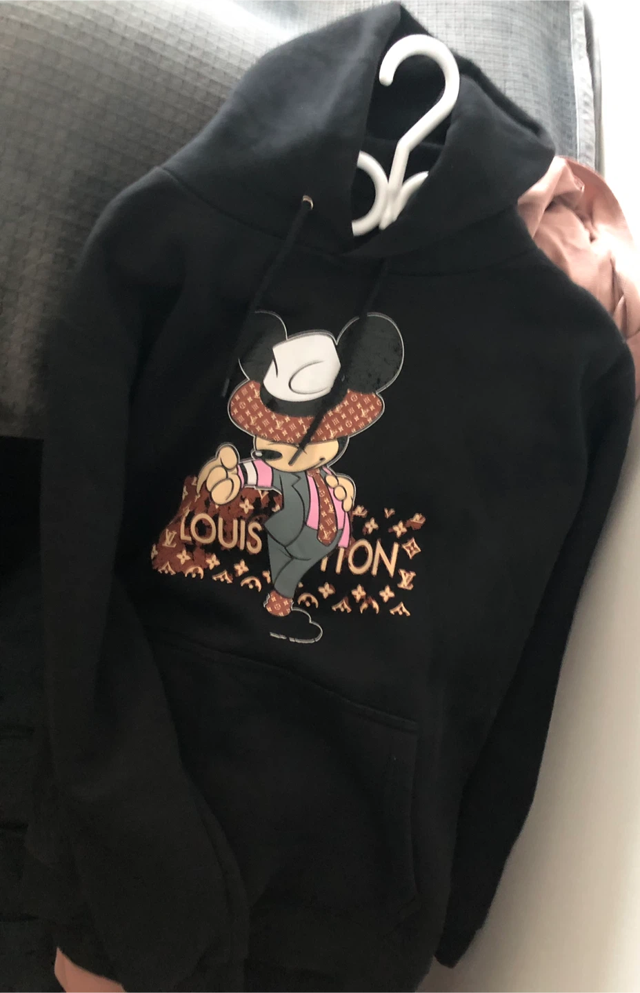 Black Mickey Mouse Louis Vuitton Print Hoodie - photo 2