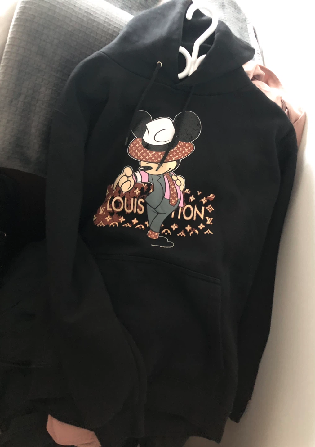 Black Mickey Mouse Louis Vuitton Print Hoodie