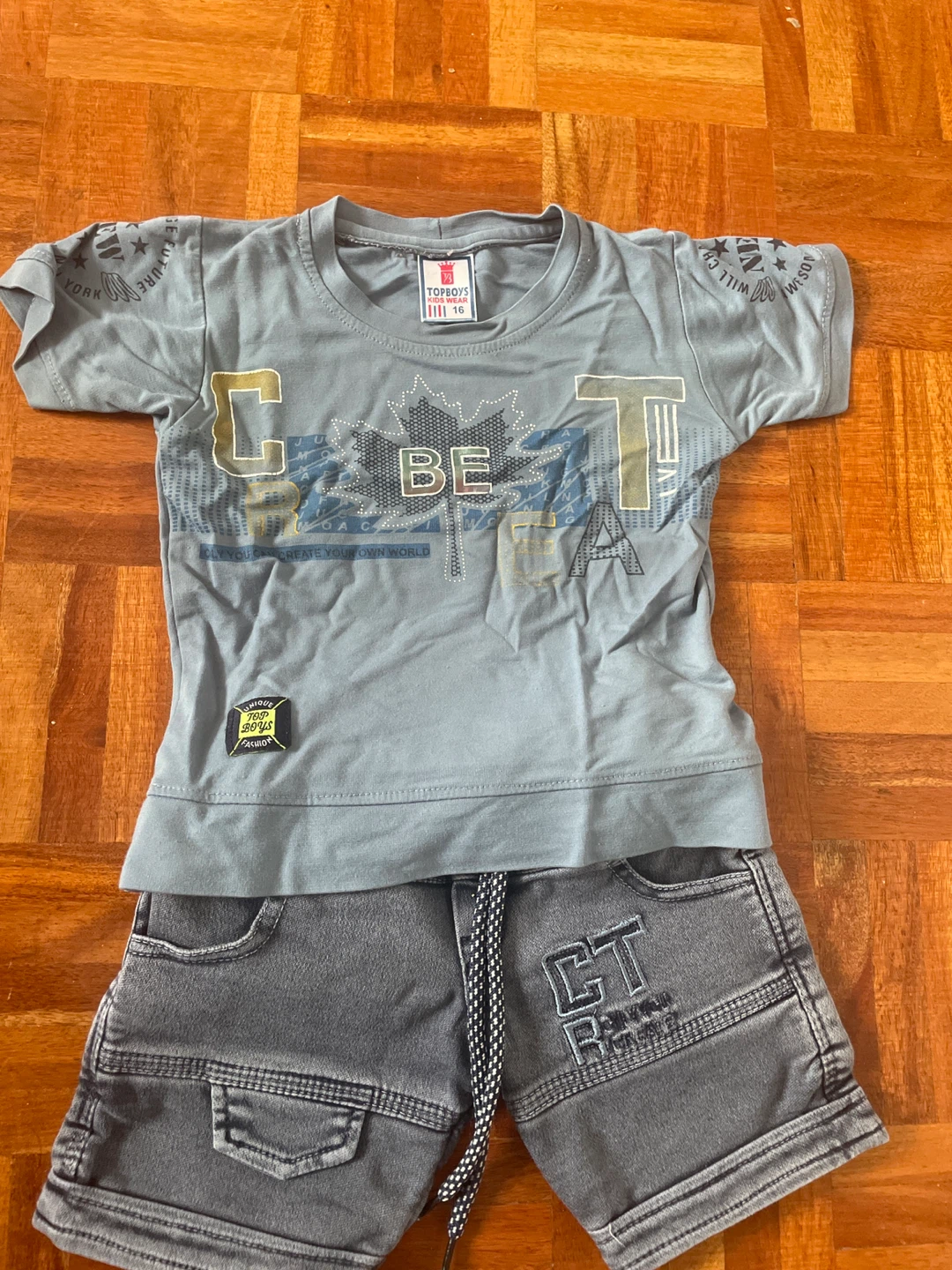 Topboys Kids Grey T-Shirt and Shorts Set Size 16