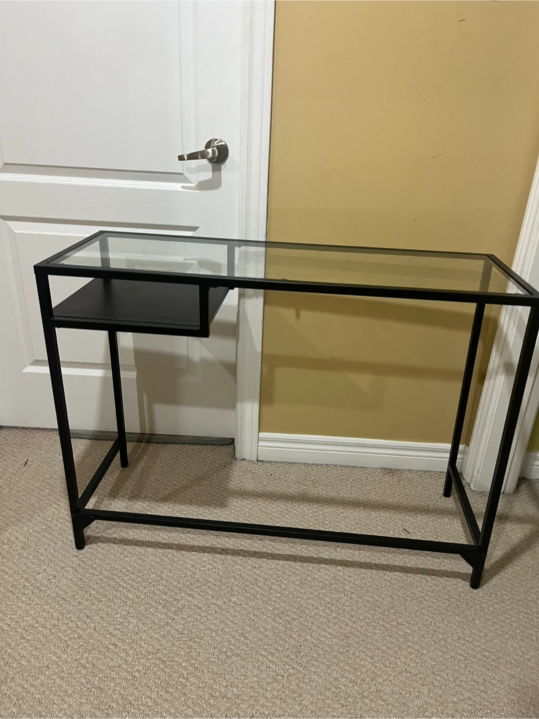 Modern Glass Top Console Table with Black Metal Frame - photo 2