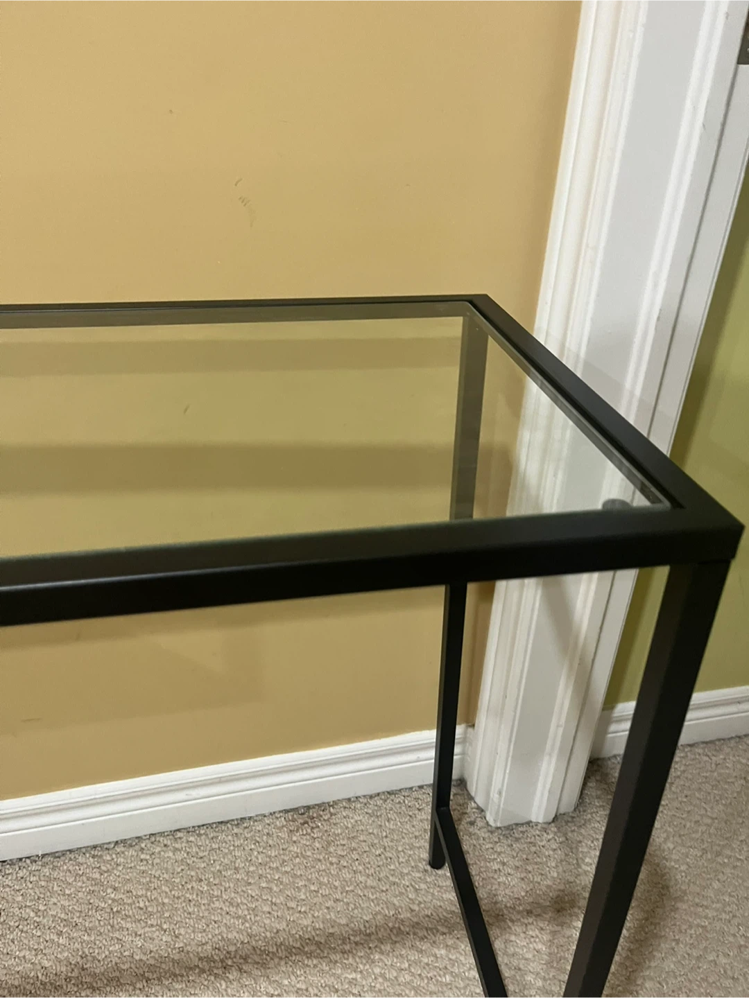 Modern Glass Top Console Table with Black Metal Frame - photo 5