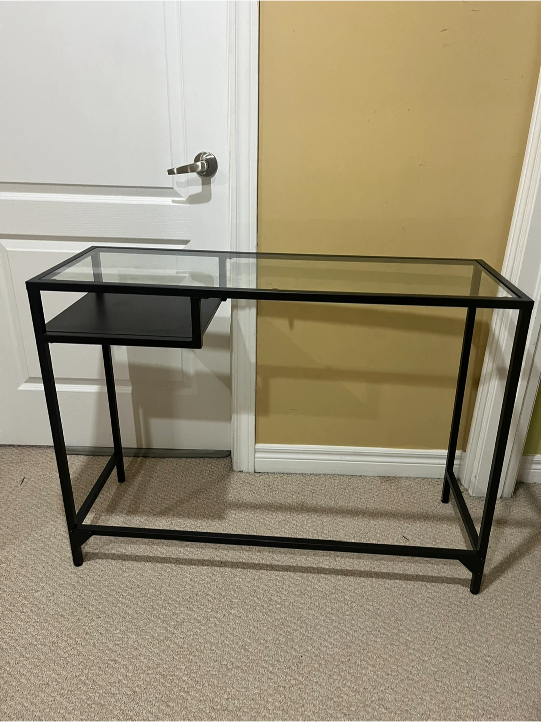 Modern Glass Top Console Table with Black Metal Frame - photo 3