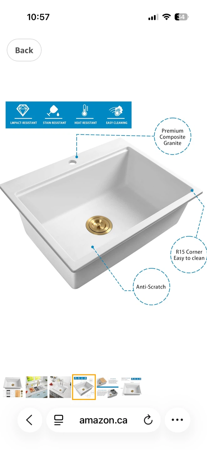 NEW White Dual mount Granite Quartz Kitchen Sink 25 Inch - photo 3