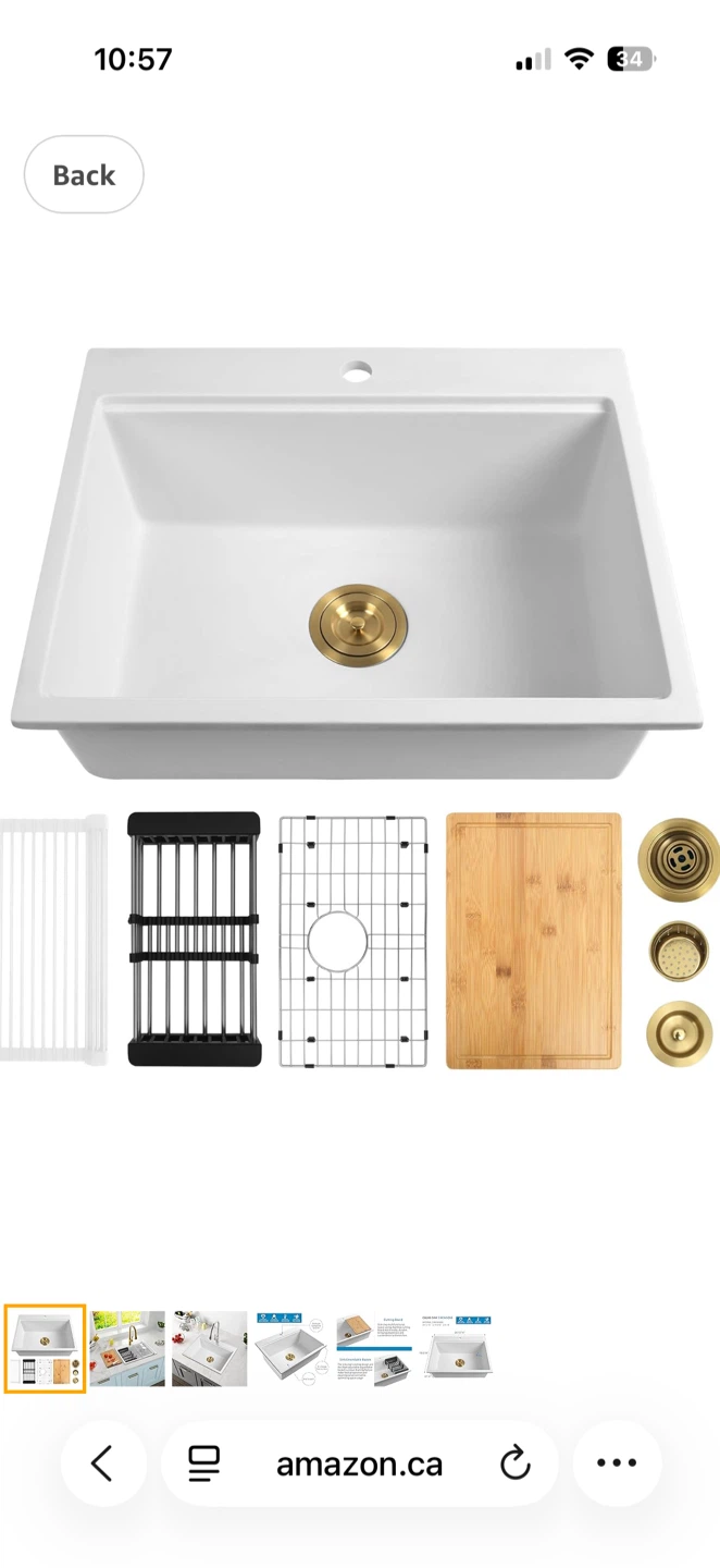 NEW White Dual mount Granite Quartz Kitchen Sink 25 Inch
