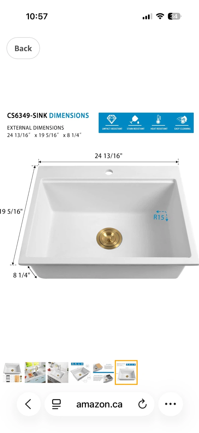 NEW White Dual mount Granite Quartz Kitchen Sink 25 Inch - photo 5