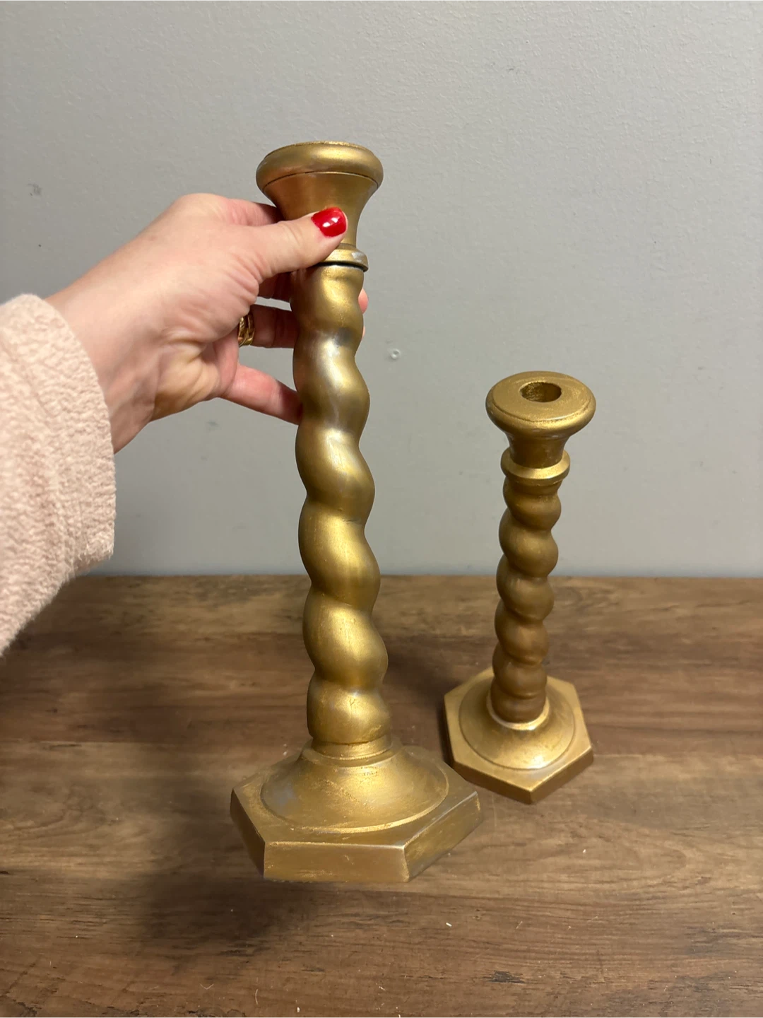 Gold Twisted Candlestick Holders Pair 12” - photo 5