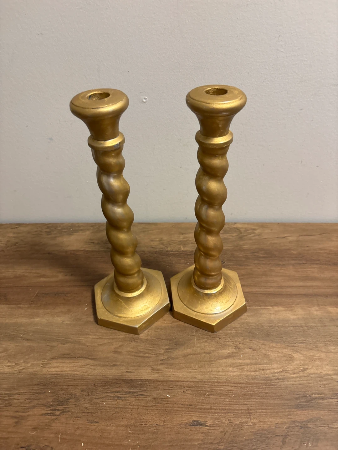 Gold Twisted Candlestick Holders Pair 12” - photo 4
