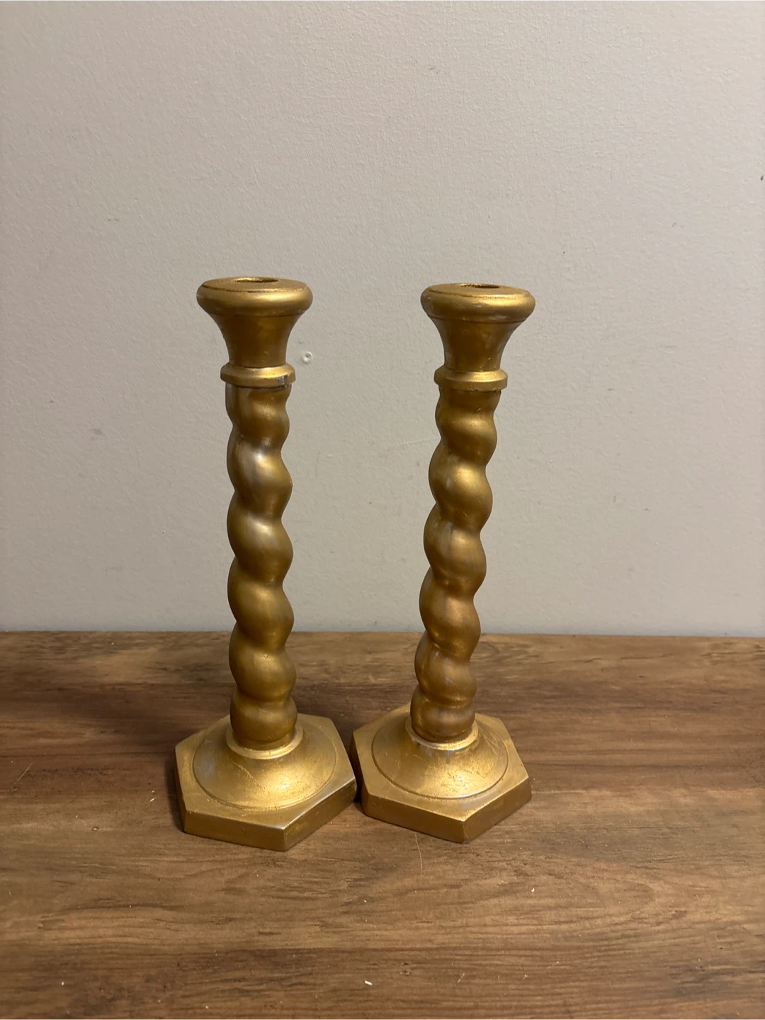 Gold Twisted Candlestick Holders Pair 12” - photo 3