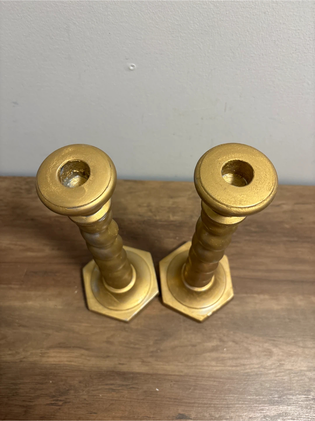 Gold Twisted Candlestick Holders Pair 12” - photo 2