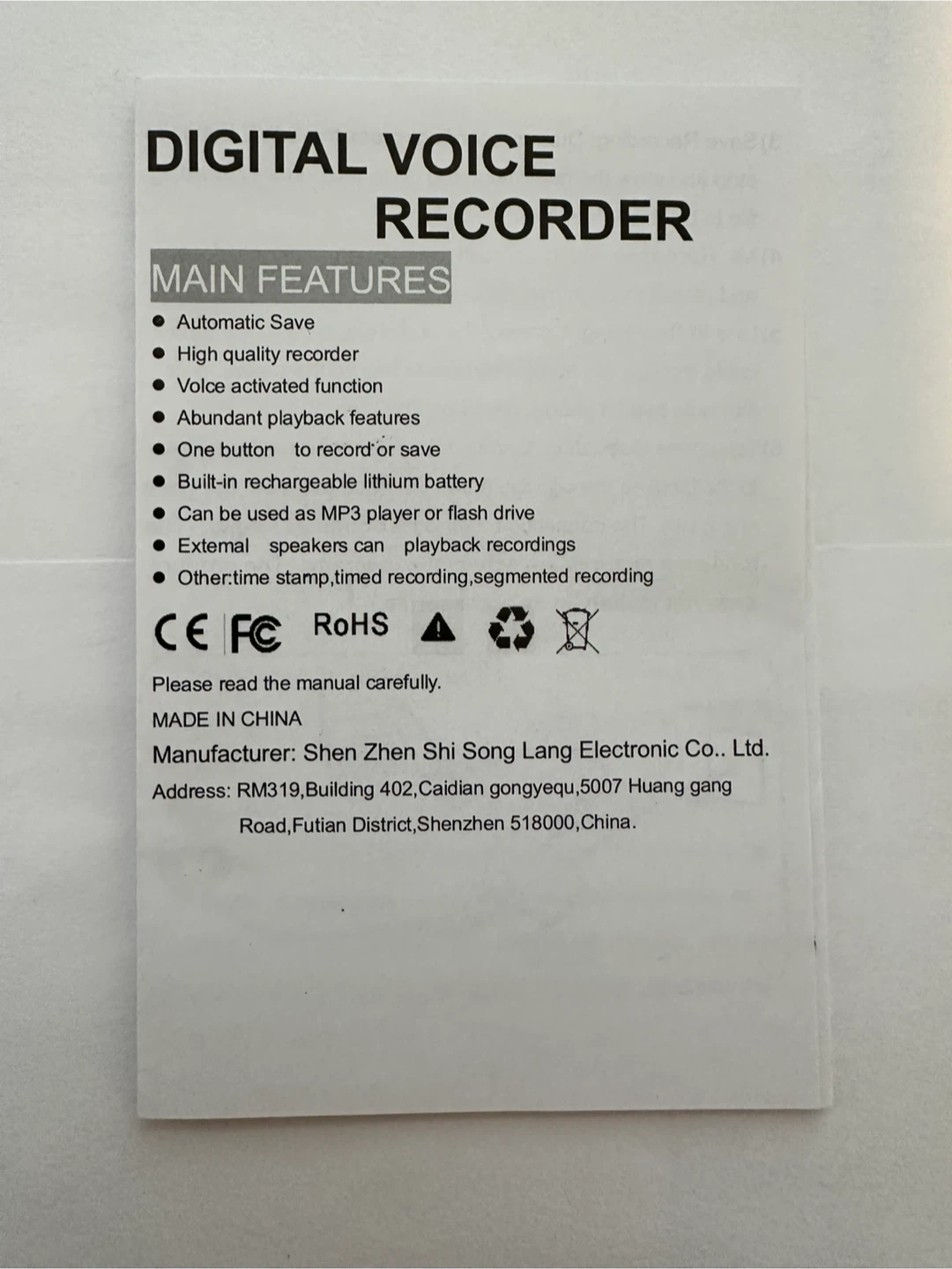 Sunlan Digital Voice Recorder 32GB MP3 Player