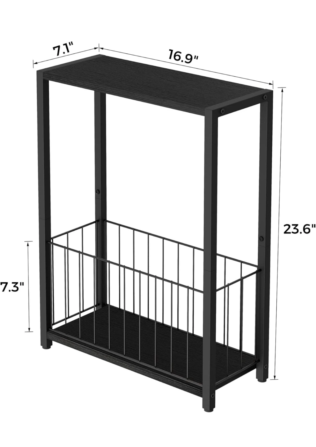 Black Metal End Table with Magazine Rack - photo 2