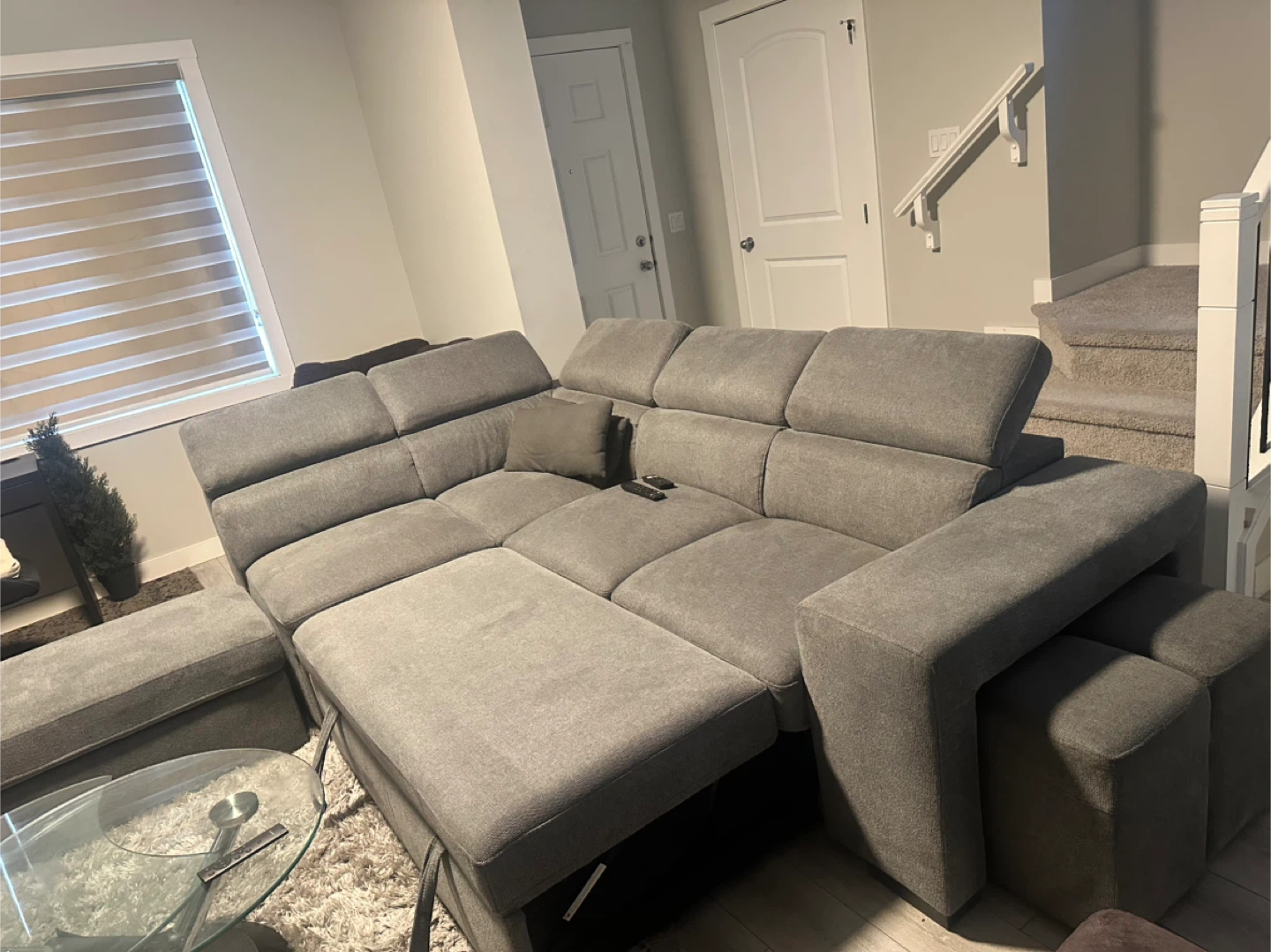 Grey Sectional Sofa with Ottomans - photo 3