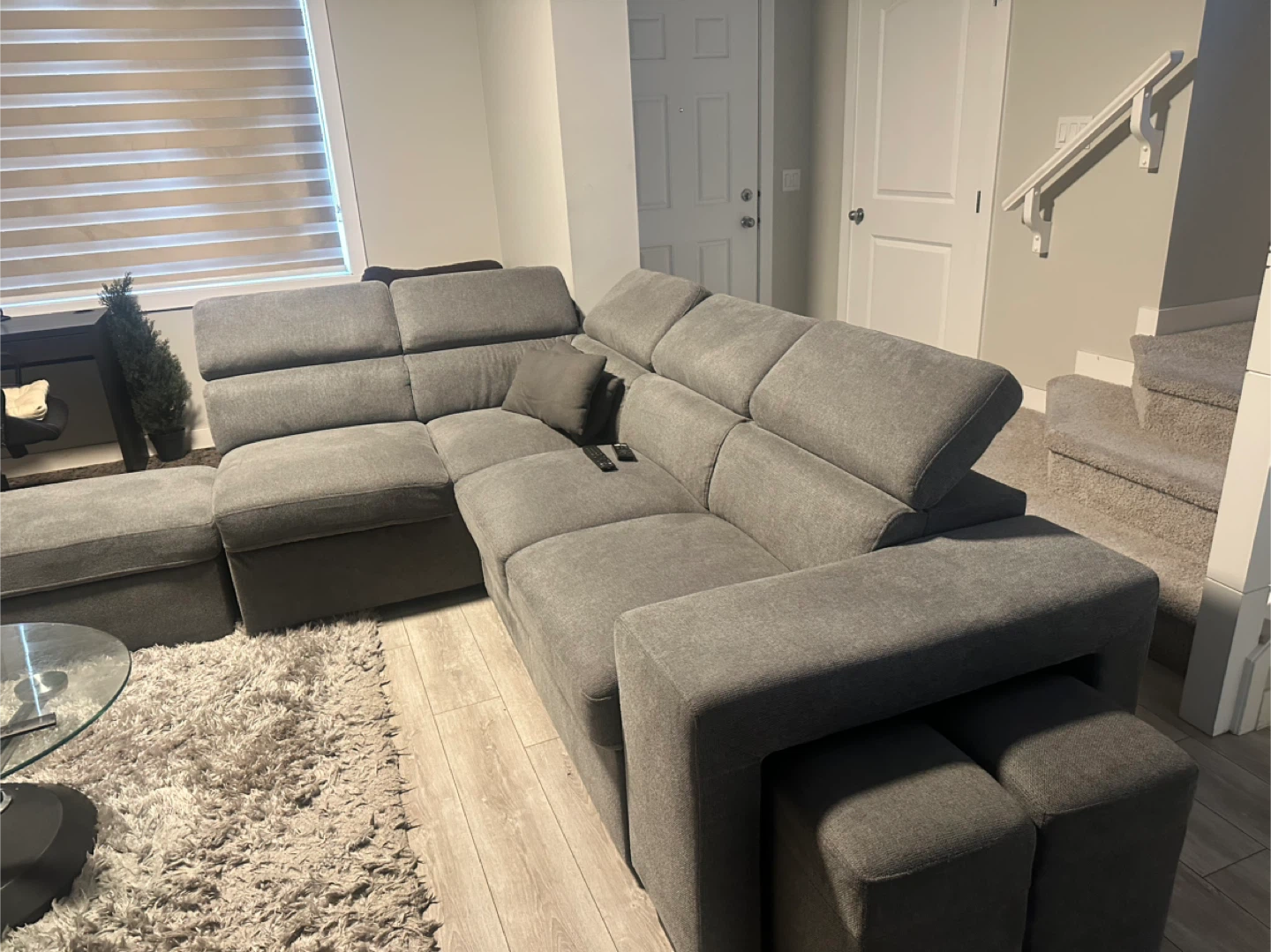 Grey Sectional Sofa with Ottomans - photo 2