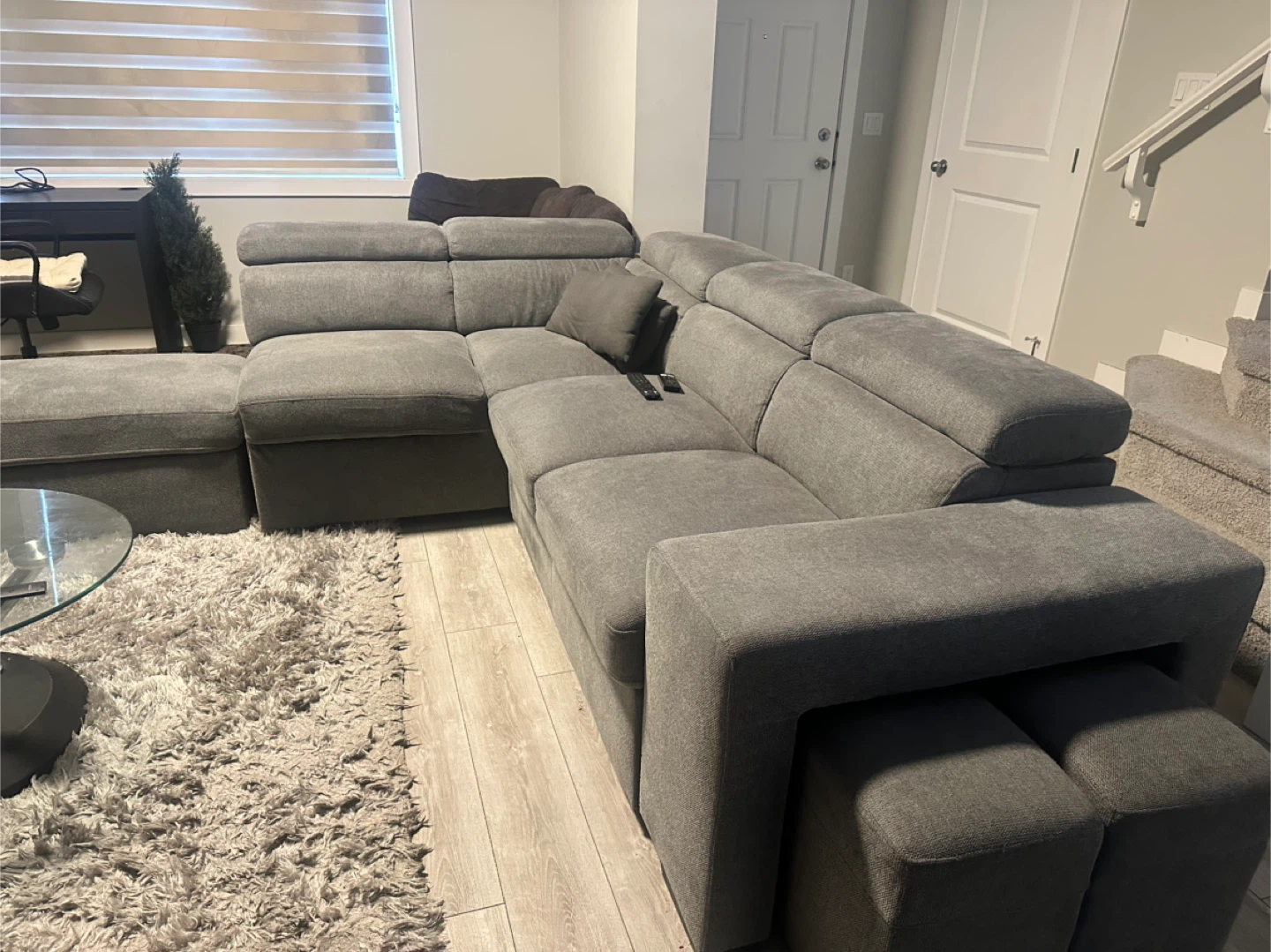 Grey Sectional Sofa with Ottomans