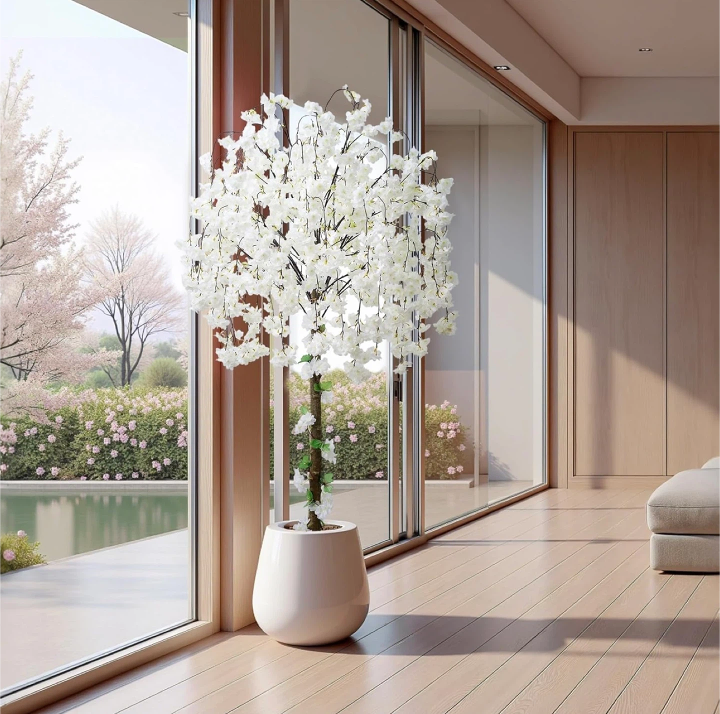 Artificial White Cherry Blossom Tree - photo 3