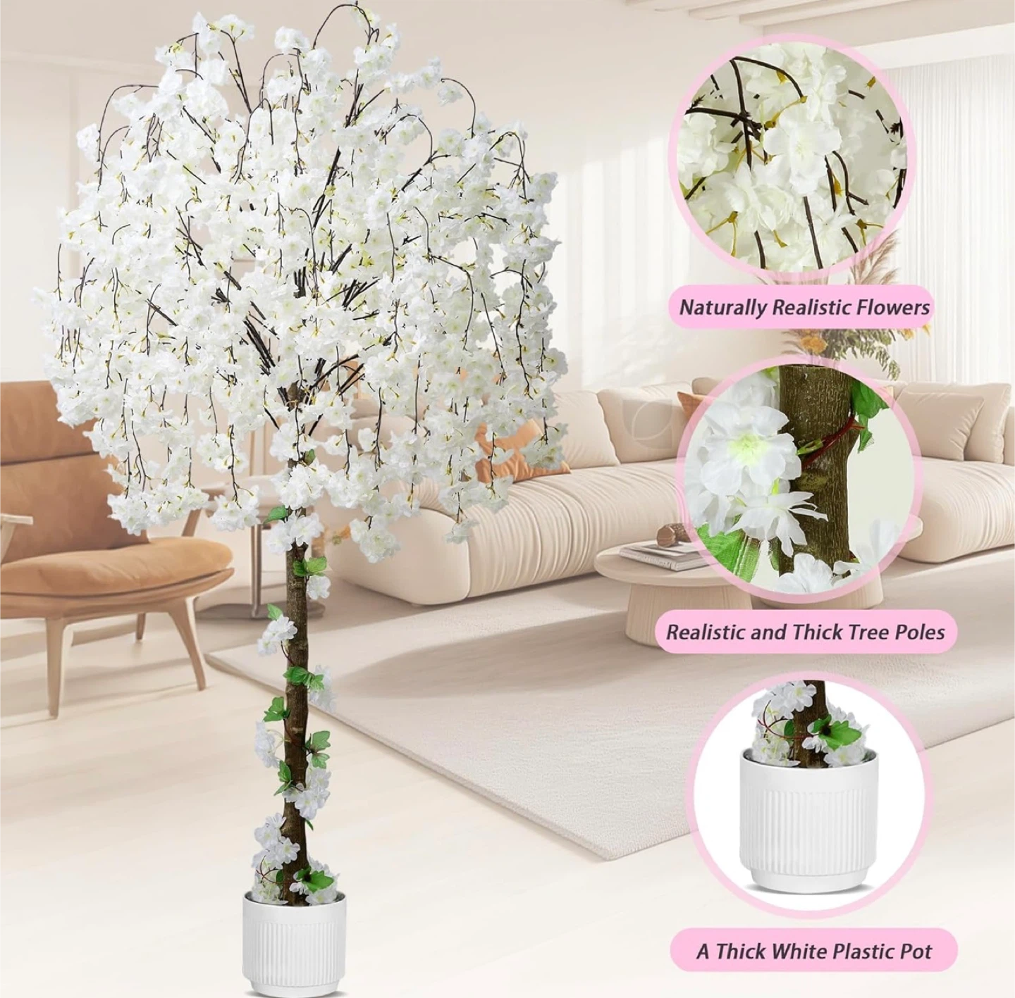 Artificial White Cherry Blossom Tree