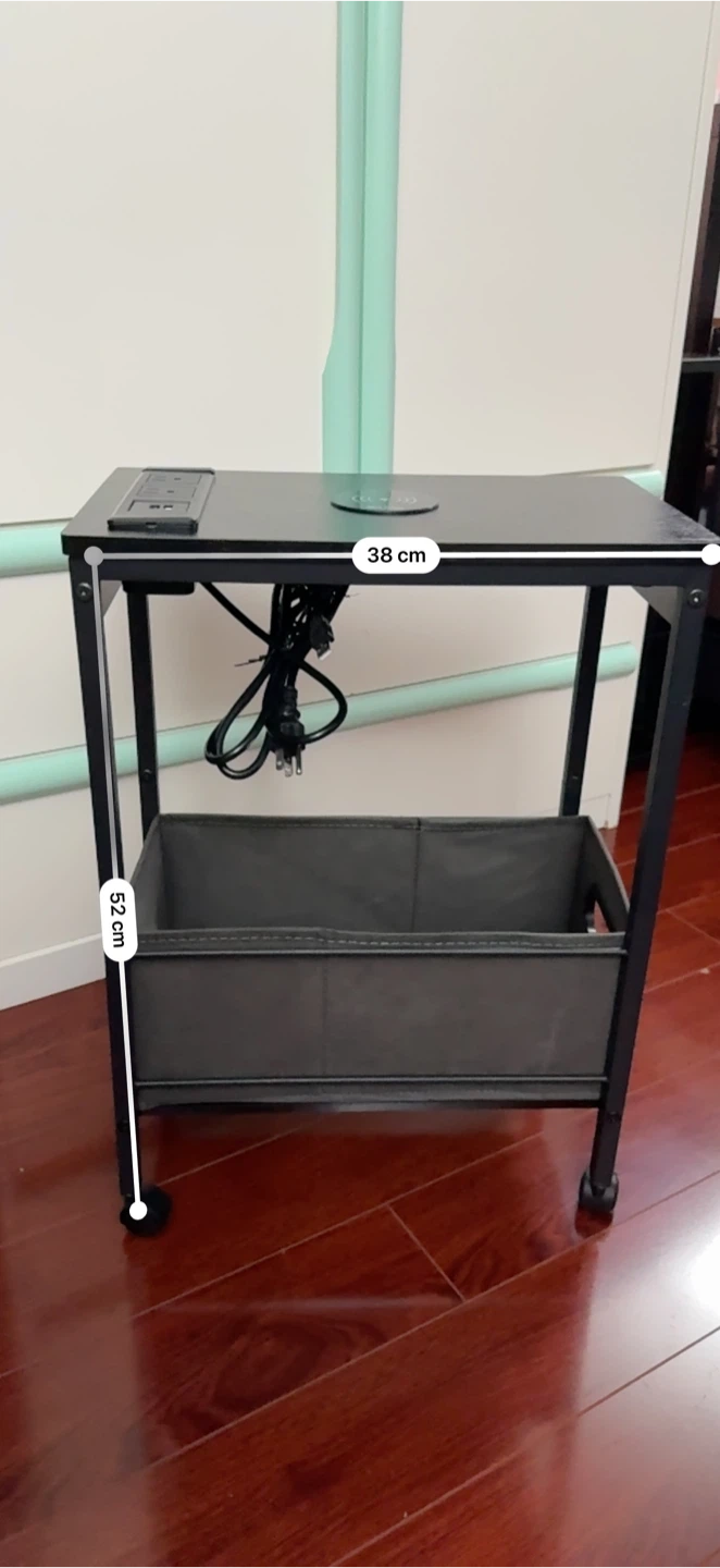 Rolling Side Table with Wireless Charger and Outlets - photo 4