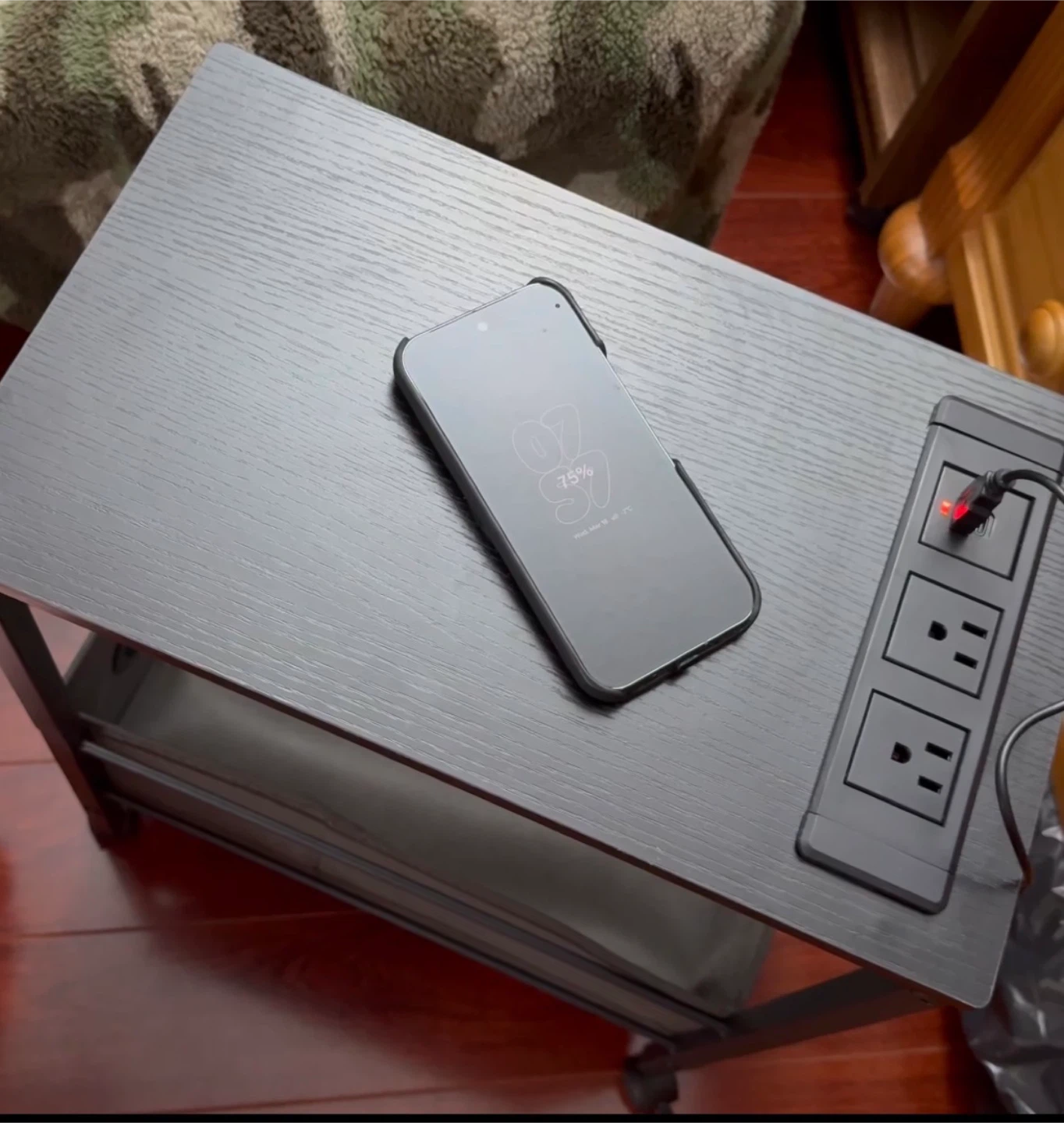 Rolling Side Table with Wireless Charger and Outlets - photo 5
