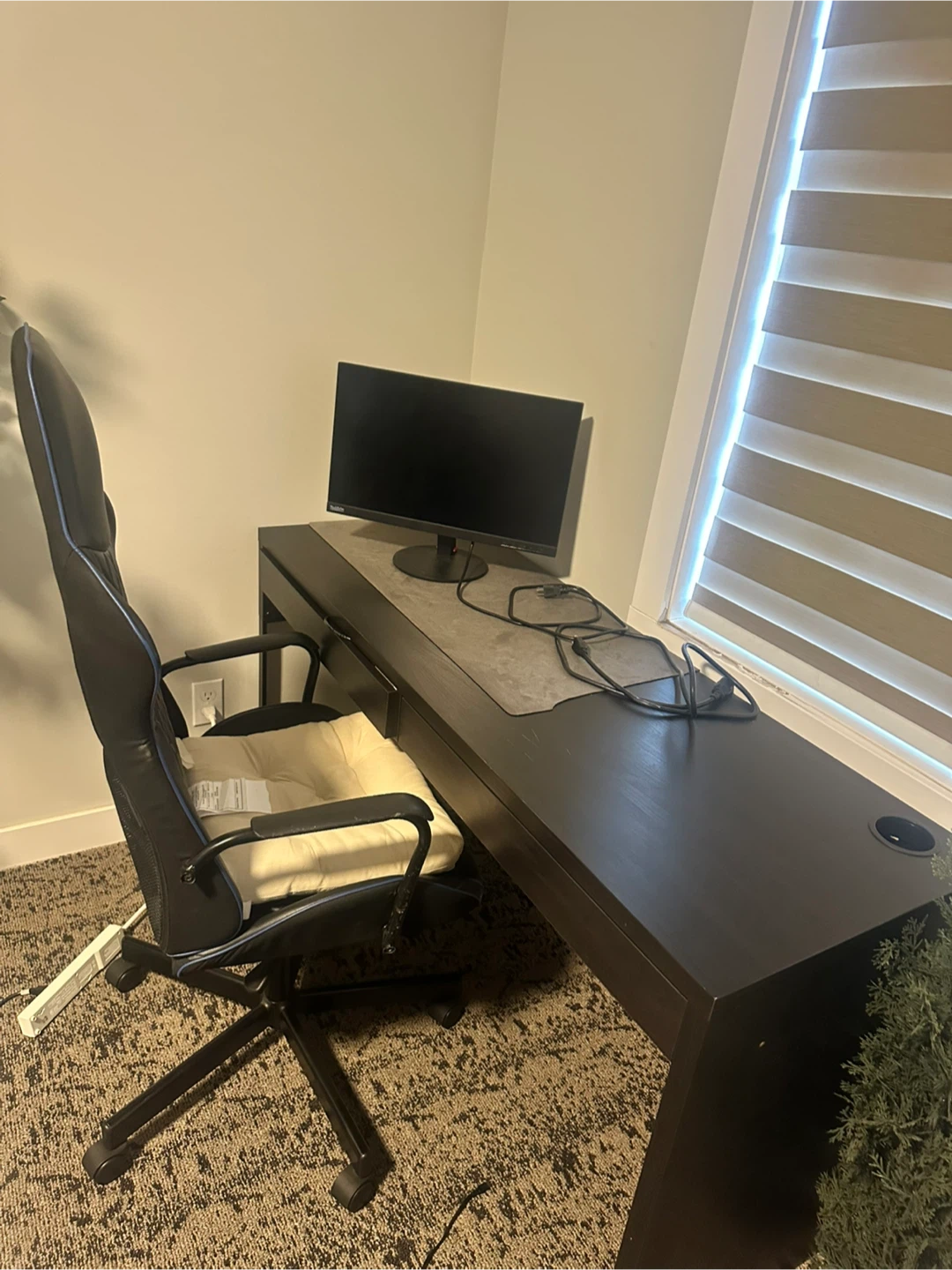 Dark Wood Computer Desk and office chair