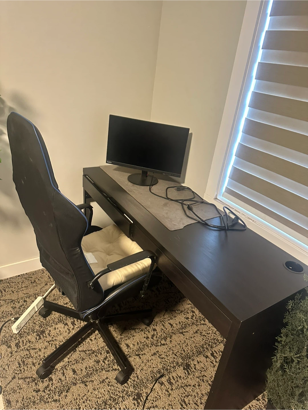 Dark Wood Computer Desk and office chair - photo 2