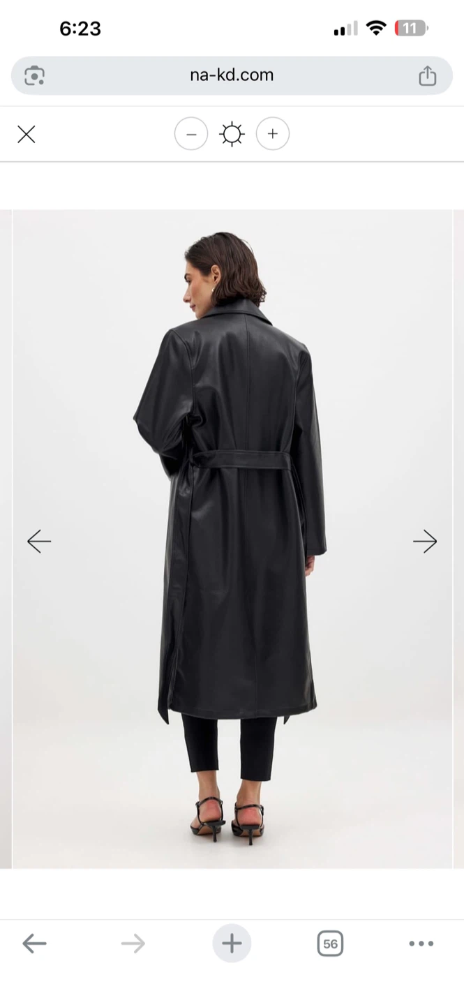 NA-KD Faux Leather Long Trench Coat - photo 2