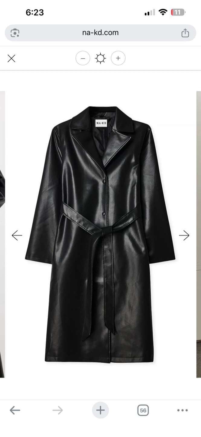NA-KD Faux Leather Long Trench Coat - photo 3