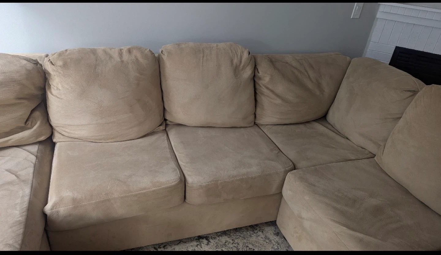Sectional U-Shaped Micro Suede Couch – Beige - photo 4