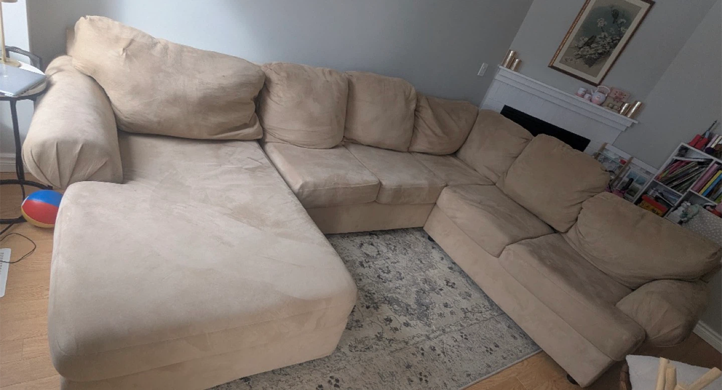 Sectional U-Shaped Micro Suede Couch – Beige - photo 5