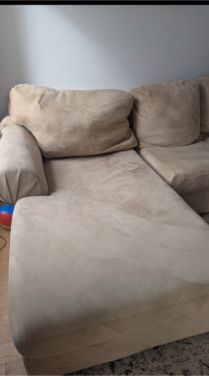 Sectional U-Shaped Micro Suede Couch – Beige - photo 3