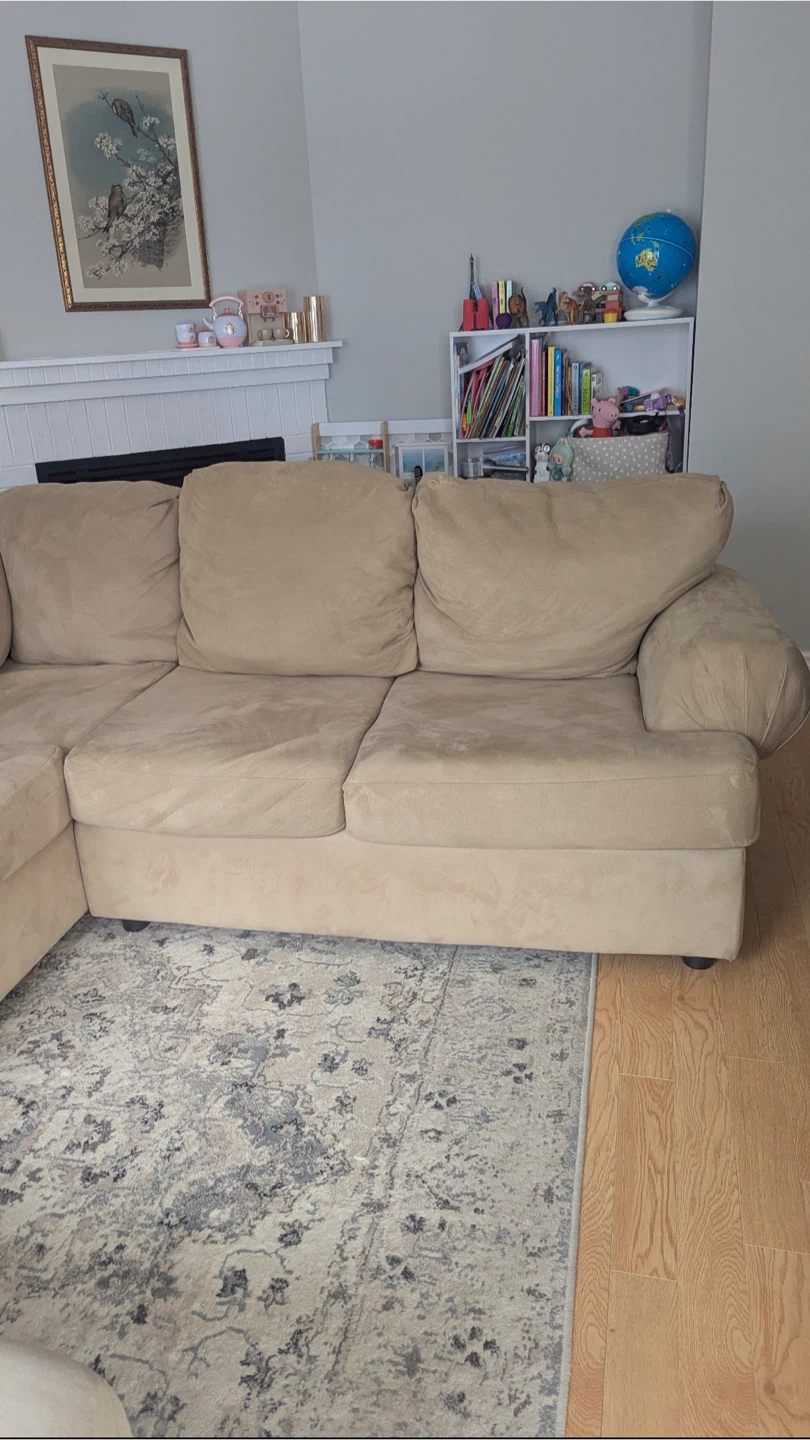 Sectional U-Shaped Micro Suede Couch – Beige