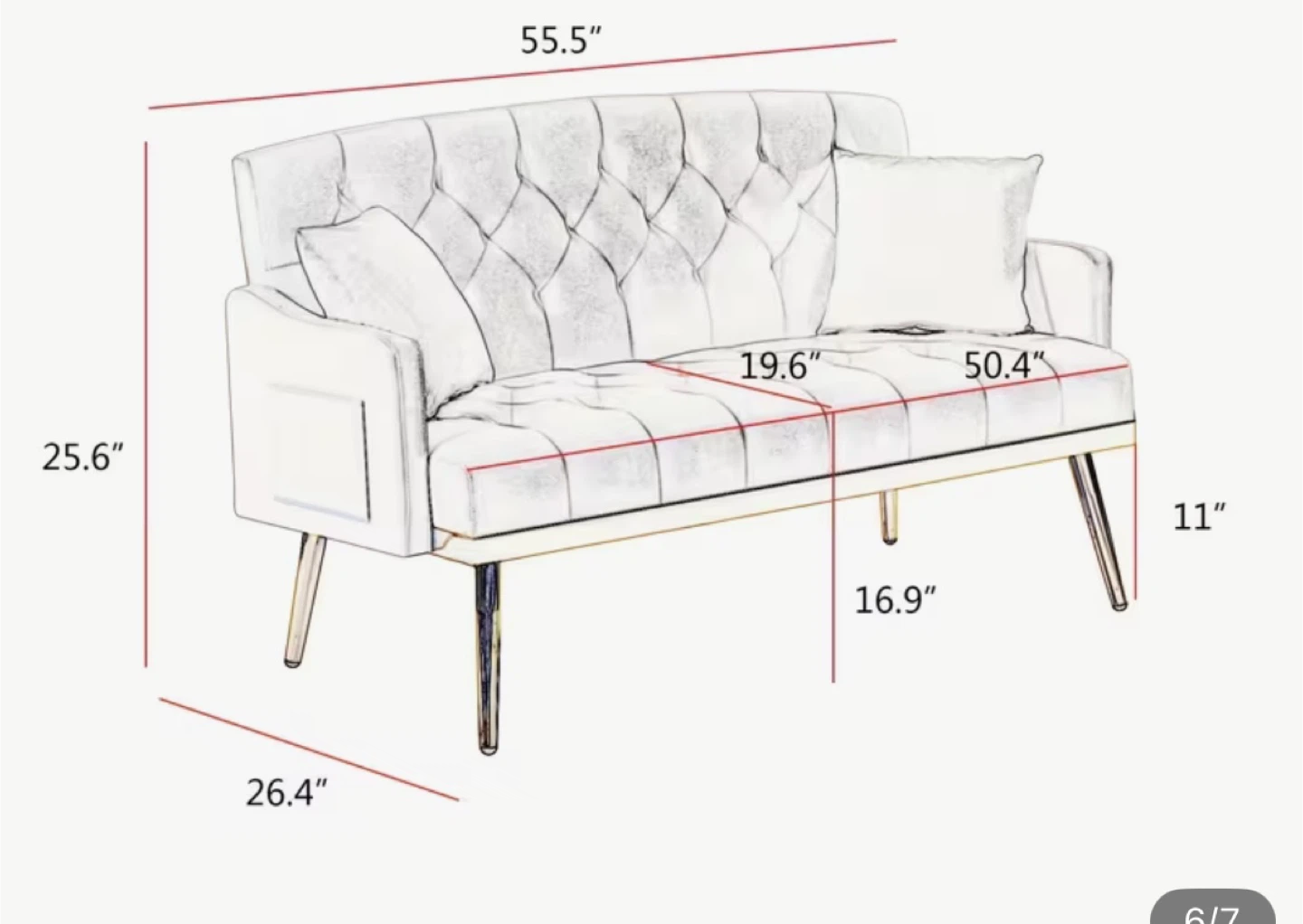 New Pink Boucle Loveseat with Gold Legs - photo 4