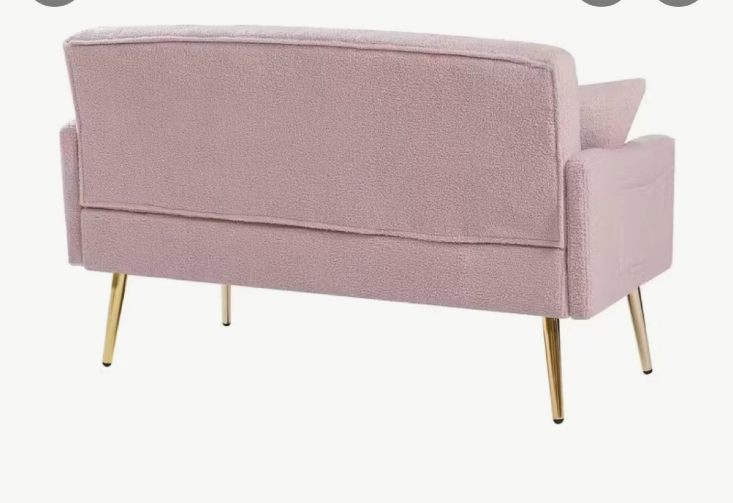 New Pink Boucle Loveseat with Gold Legs - photo 3