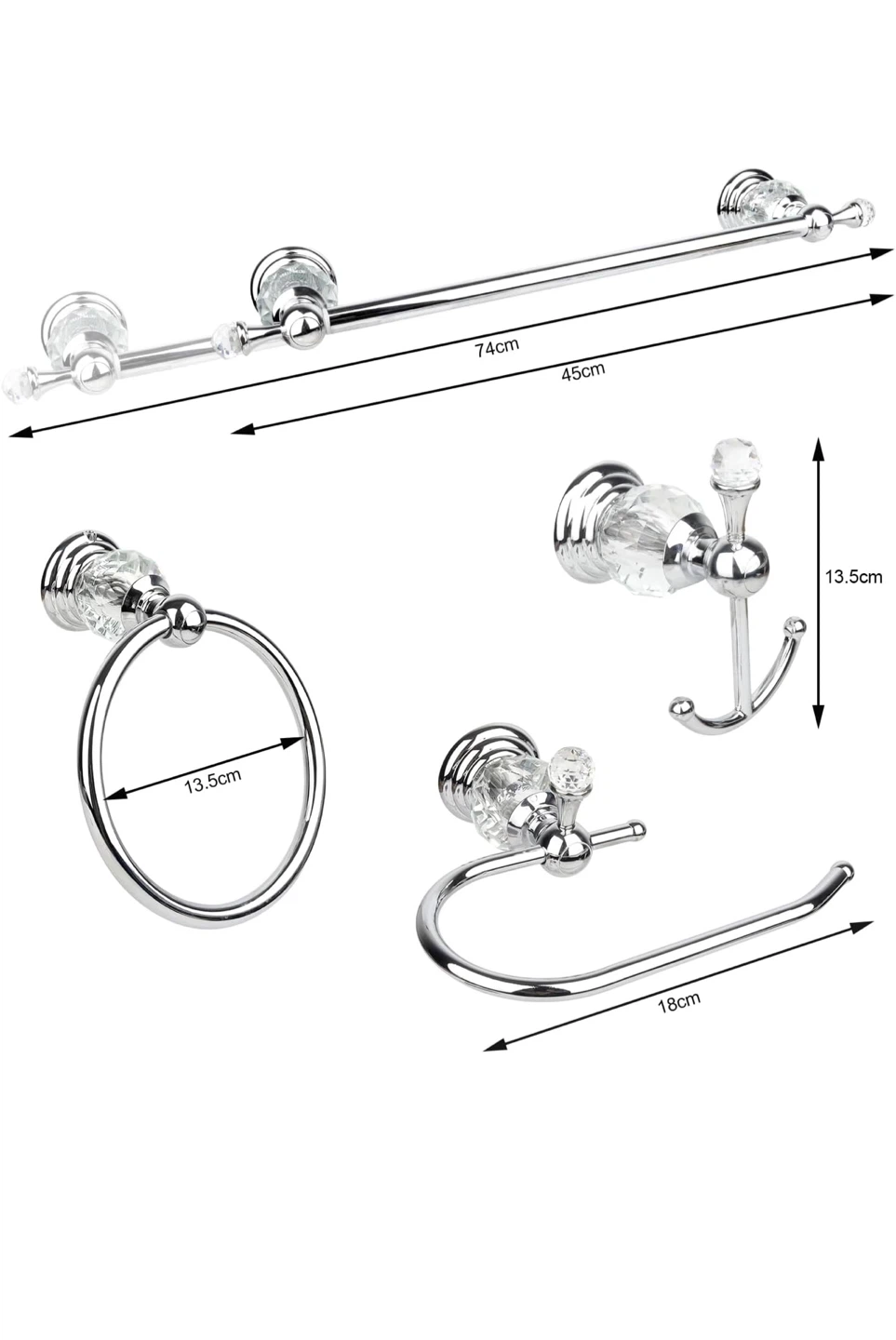 Chrome Crystal Bathroom Hardware Set -2 Available - photo 2