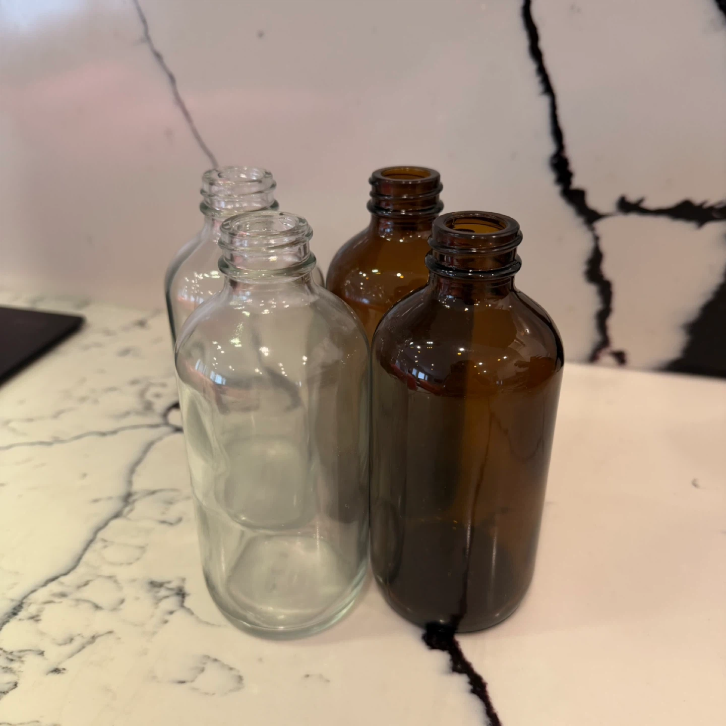 Clear and Amber Glass & Plastic Bottles w/ caps - photo 2