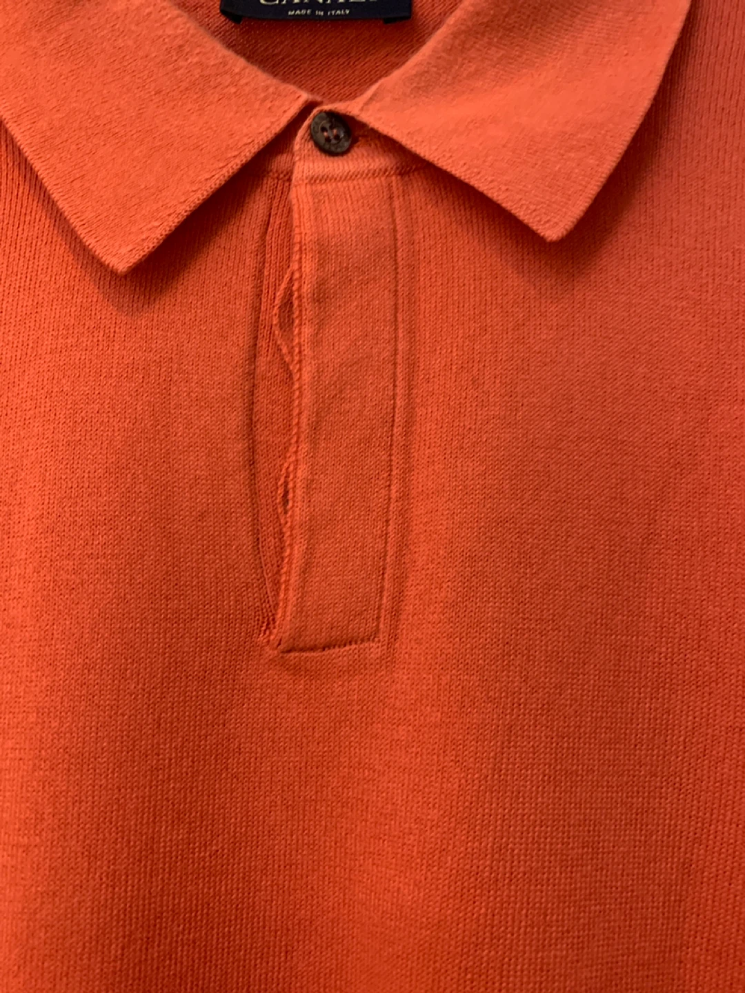 Canali Men's Orange Long Sleeve Polo Shirt Size 52 - photo 3