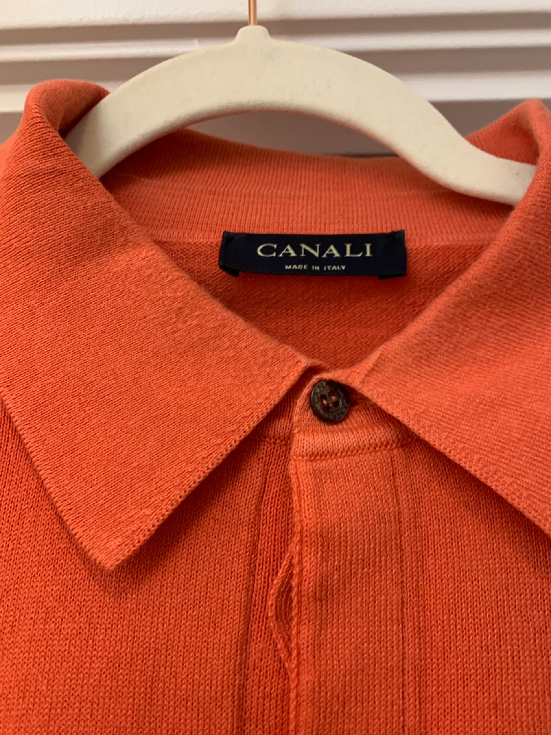 Canali Men's Orange Long Sleeve Polo Shirt Size 52 - photo 5