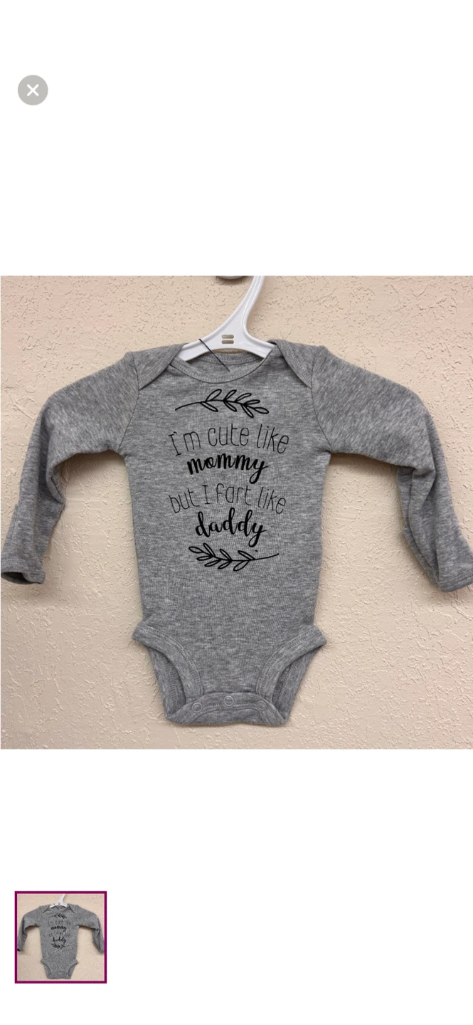 Grey Long Sleeve Baby Onesie - I'm Cute Like Mommy