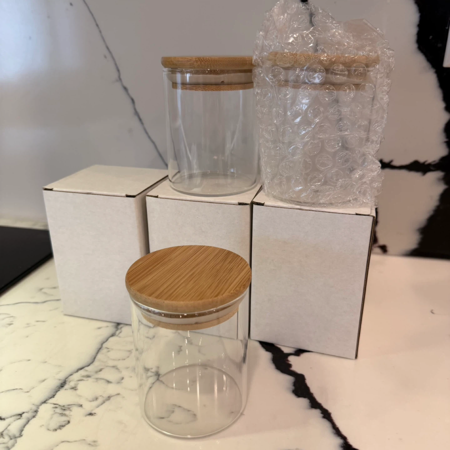 Glass Spice Jars (6oz) with Bamboo Lids