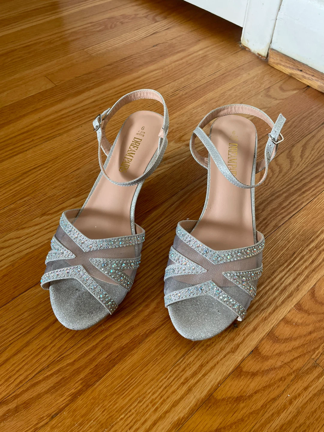 Silver Embellished Heels - Size 9