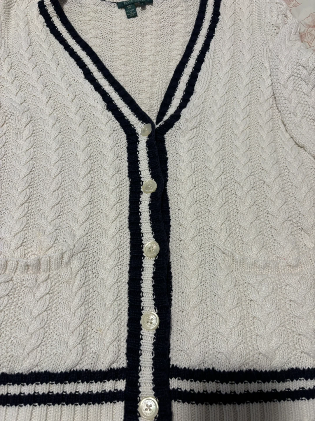 Lauren Ralph Lauren White Cable Knit Cardigan Size L - photo 4